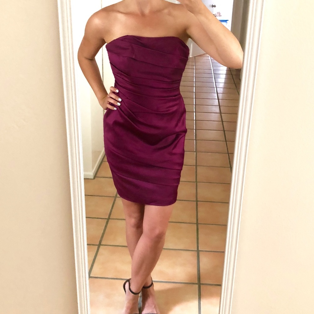 Strapless Mini David's Bridal Bridesmaid Dress